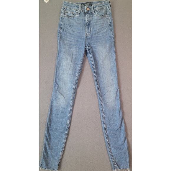 Hollister 00L Ultra High-Rise Super Skinny Crop Jeans Y2K Trend - Picture 1 of 8